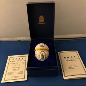 Halcyon Days Easter Egg Trinket Box Pink 1991 Enamel